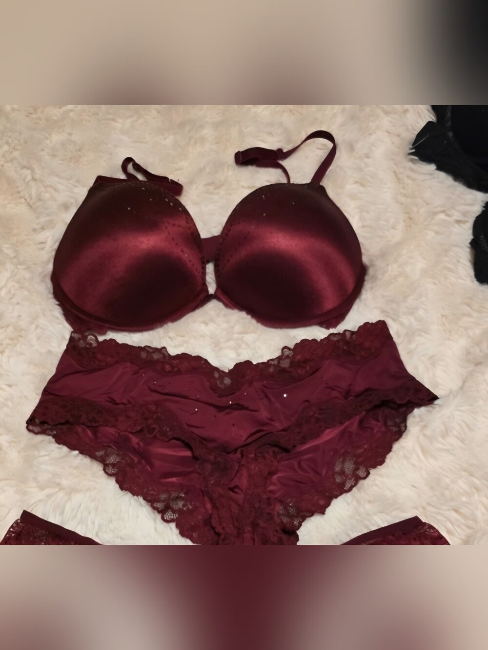 La SENZA Satin Push-Up Bra and Lace Bikini Set - Wine ( Hello Sugar Bra )